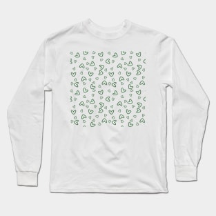 Green Hearts Pattern Long Sleeve T-Shirt